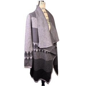 Evolution By Cyrus Open Drape Front Cardigan Sweater Grey Size Small Southwest